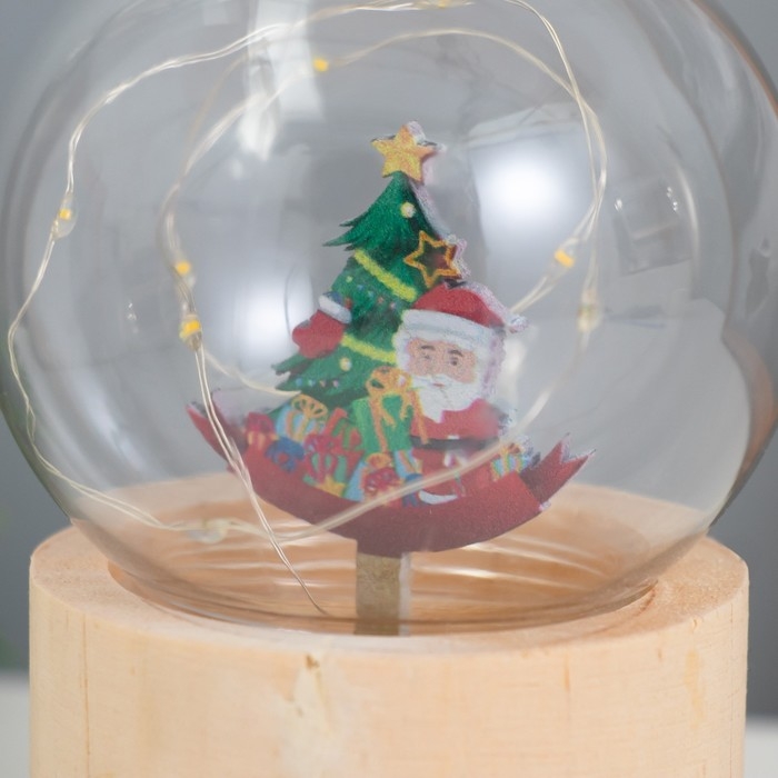 Ночник &laquo;Шар-дед мороз у елки&raquo; LED 3хAG10 шар 8см 6,5х6,5х11,5см