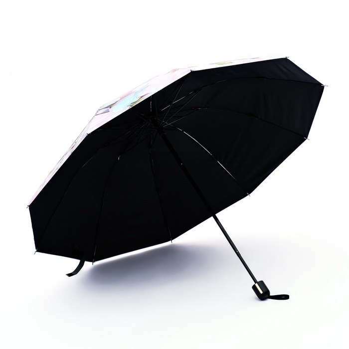 Зонт механический &laquo;Пионы&raquo;, эпонж, 4 сложения, 10 спиц, R = 53/60 см, D = 120 см, цвет МИКС