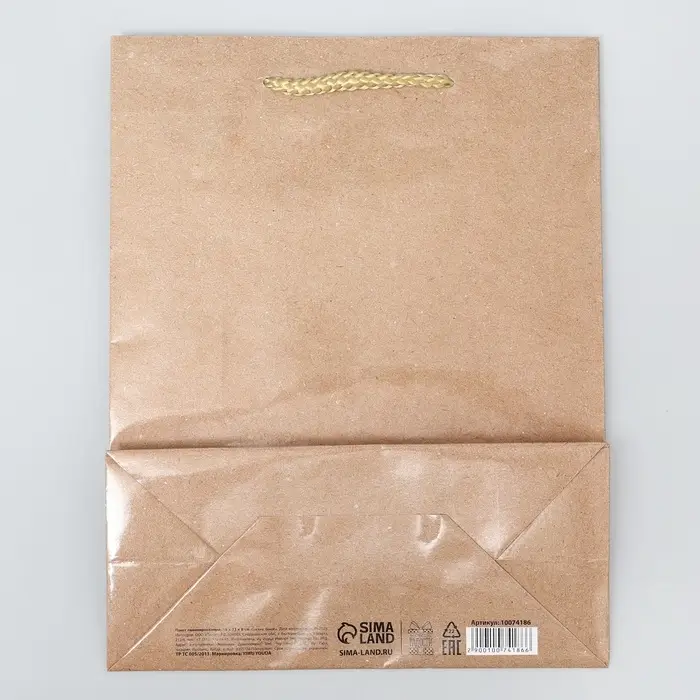 Пакет подарочный ламинированный, упаковка, &laquo;Крафт&raquo;, MS 18 х 23 х 8 см