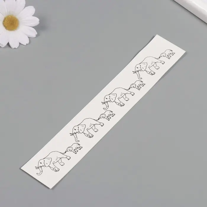 Переводная тату на тело чёрная &laquo;Браслет. Слоны&raquo;, 20&times;3 см