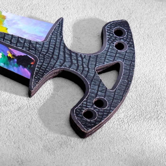 Сувенир деревянный "Тычковый нож", малый, фиолетовый с жёлтым