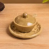 Соусник с крышкой на подставке "Флора" керамика, цв. бежевый, 11х11х7 см