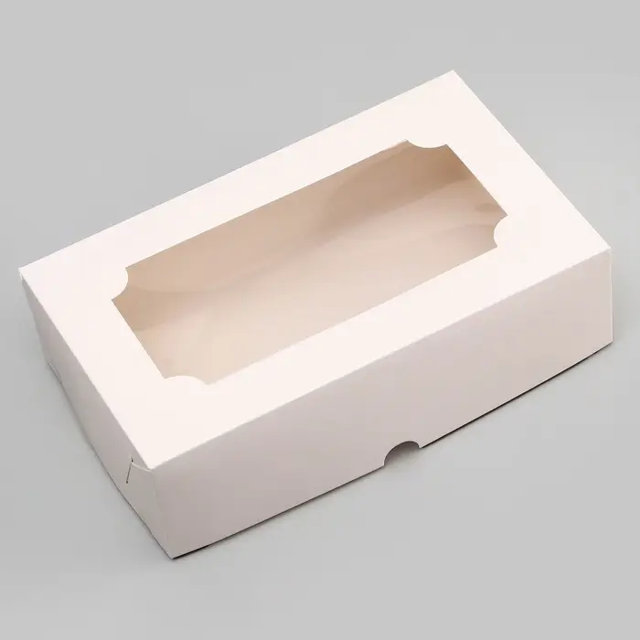 Коробка складная с окном под зефир, белый, 25&times;15&times;7 см