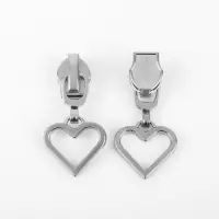 Бегунок для молнии &laquo;Спираль&raquo;, №7, &laquo;Сердце&raquo;, 10 шт., цвет никель