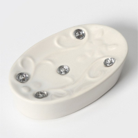 Набор аксессуаров для ванной комнаты Доляна &laquo;Изящный барельеф&raquo;, 4 предмета (дозатор 250 мл, мыльница, 2 стакана), цвет белый