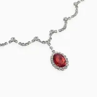 Набор 2 предмета: серьги, колье &laquo;Вечерний шик. Капля&raquo;, бело-красный в серебре