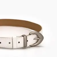 Ремень жен 05-01-02-01, Июнь2506, 3*0,3*110 см, без винта, пряж мат металл, 1 прокол, белый   109031