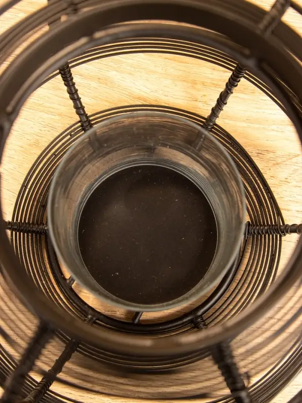 Подсвечник фонарь со стеклянной колбой, 19&times;19&times;18 см, d=9 см, металл, чёрный