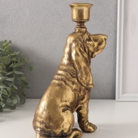 Подсвечник полистоун на 1 свечу "Спаниель" золото 14,5х9х24 см