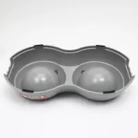 Миска двойная пластиковая, 25 х 14 х 5 см, серая