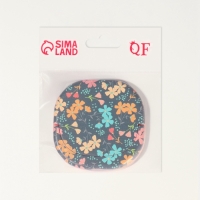 Зеркало карманное &laquo;Узор&raquo;, с подставкой, 8 &times; 8 см, цвет чёрный