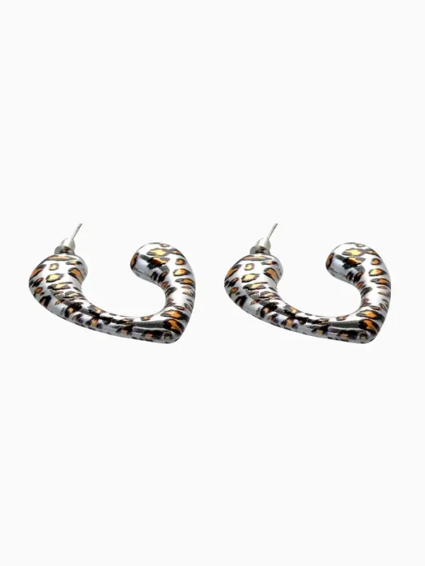 Набор серьги "Леопард" трио, цветной в серебре