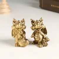 Фигурка полистоун &laquo;Бронзовый дракоша с подарками&raquo;, 4&times;3&times;5 см, МИКС