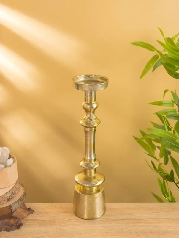 Подсвечник "Карамель" алюминий 37 см, цв. золото