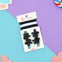 Набор для волос "Галея" (3 резинки 5 см, 4 краба 2 см) ромашка, чёрно-белый