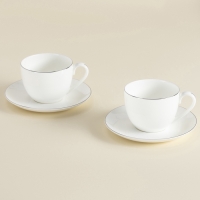 Чайные пары SL Home &laquo;Каскарон&raquo;, 240 мл, набор 2 шт, костяной фарфор, белые