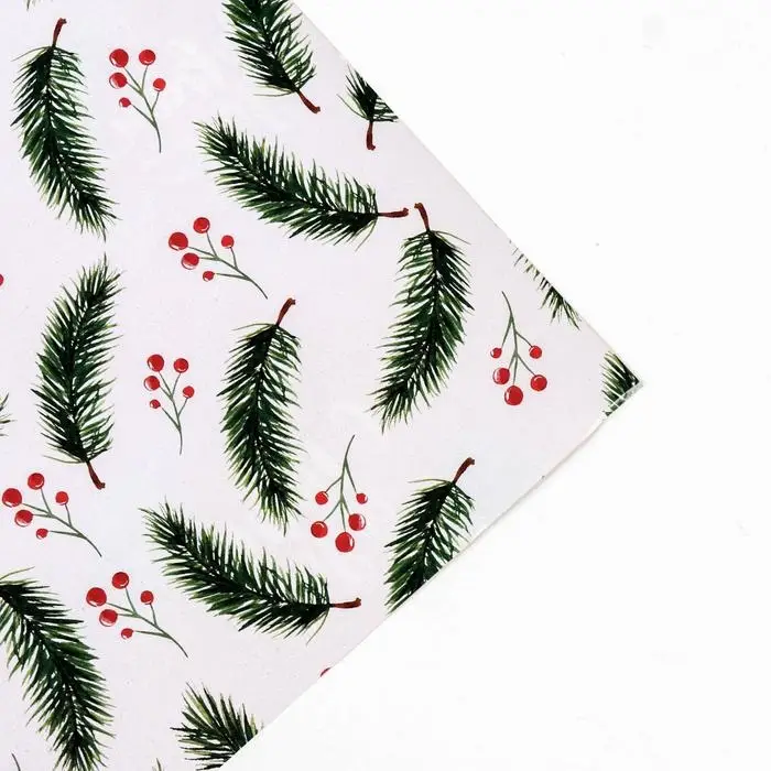 Упаковочная бумага на новый год глянцевая двусторонняя &laquo;Новогодние ветви&raquo;, 70 х 100 см