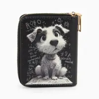 Кошелек дет 07-01-01 Июнь2538 собака, 8,5*2,5*10,5 см, 2 отд+отд/молн, д/карт, черный