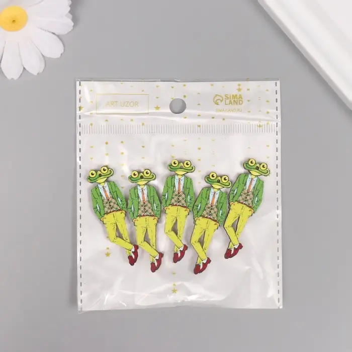 Декор для творчества дерево "Стильная лягушка" 5х1,6х0,3 см