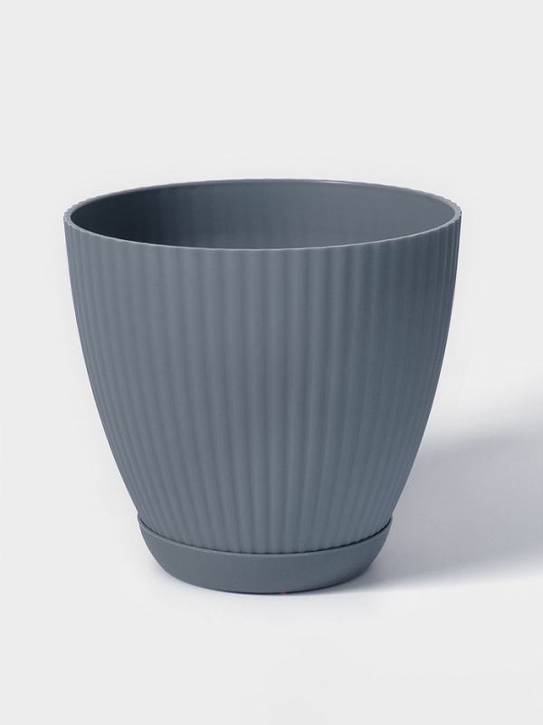 Горшок круглый "Ribbed" 13,5х13,5х12 см, цвет синий