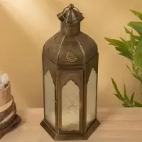 Подсвечник фонарь "Золотой шатёр" железо 20х20х42 см