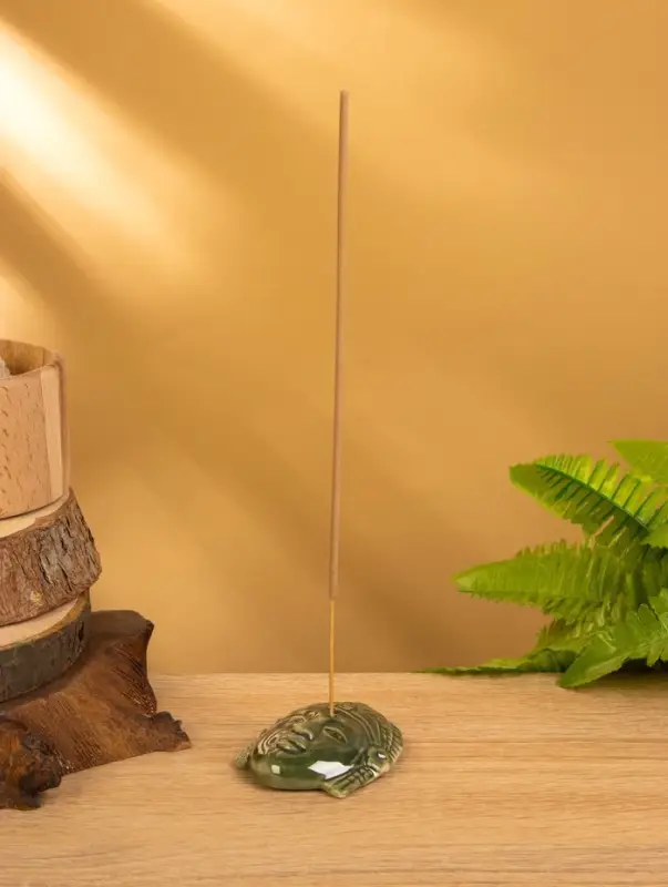 Подставка под благовония "Лицо Будды" керамика, цв. зелёный, 7х5,5х1,5 см