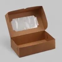 Коробка складная с окном под зефир, крафт, 25&times;15&times;7 см