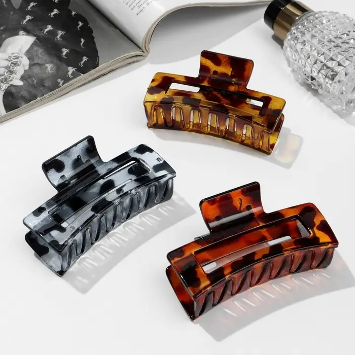 Крабик для волос &laquo;Леопардовый принт&raquo;, прямой, 8.5 см, МИКС