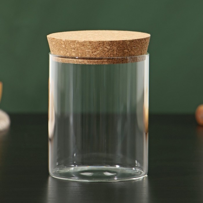 Банка стеклянная для сыпучих продуктов с пробковой крышкой &laquo;Классика&raquo;, 450 мл, 8,5&times;11 см