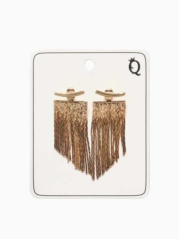 Серьги металл "Цепи" водопад, цвет золото