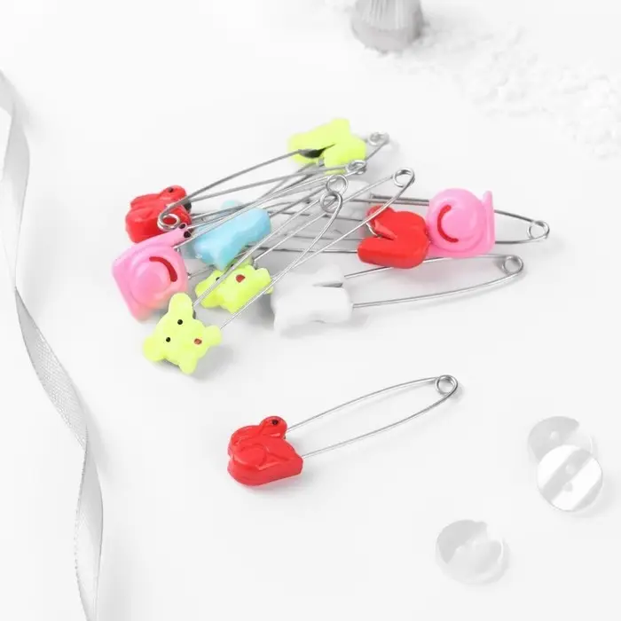 Булавки английские &laquo;Животные&raquo;, безопасные, 60 мм, 10 шт., МИКС