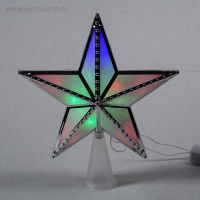 Светодиодная верхушка на ёлку &laquo;Звезда серебристая&raquo; 16 см, 10 LED, провод 2 метра, 220 В, свечение мульти