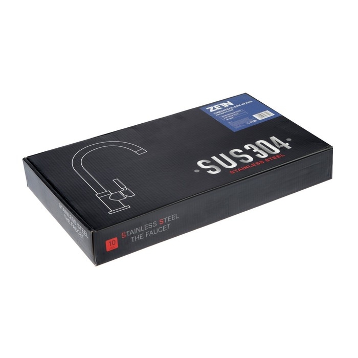 Смеситель для кухни ZEIN ZF1, квадратный, картридж 35 мм, нержавеющая сталь, черный
