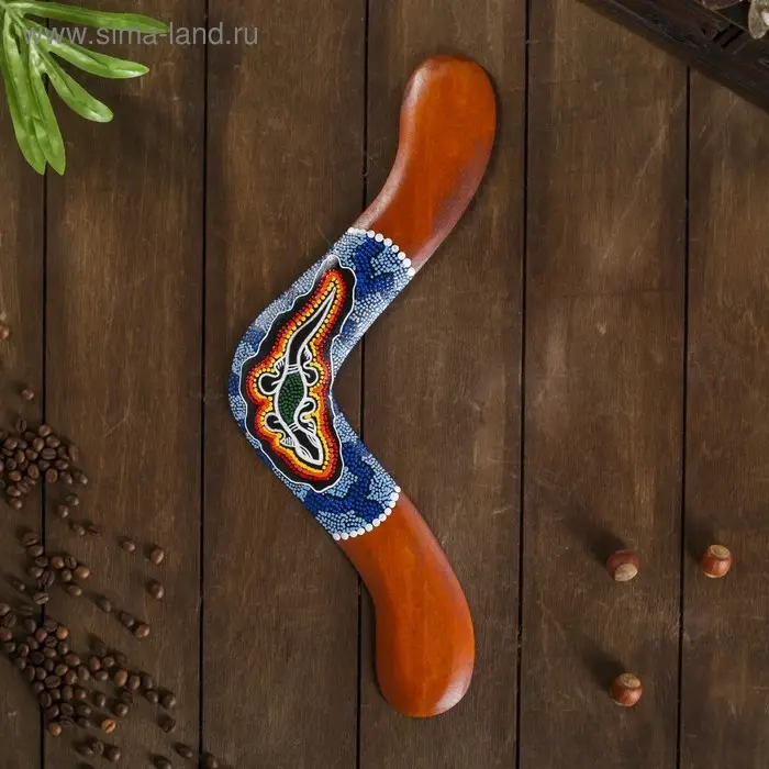 Сувенир "Бумеранг с точечной росписью" коричневый 40х7х1 см МИКС