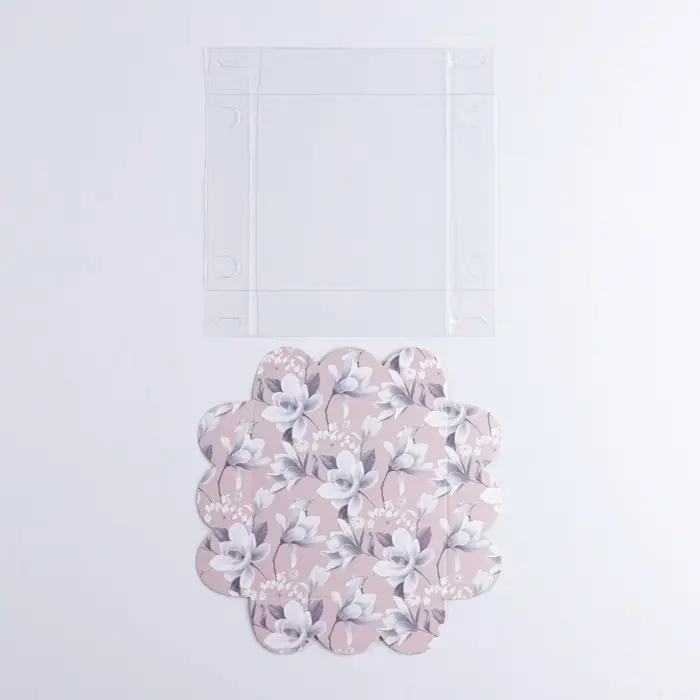 Коробка для печенья, кондитерская упаковка с пластиковой крышкой, &laquo;Цветы&raquo;, 10.5 х 10.5 х 3 см