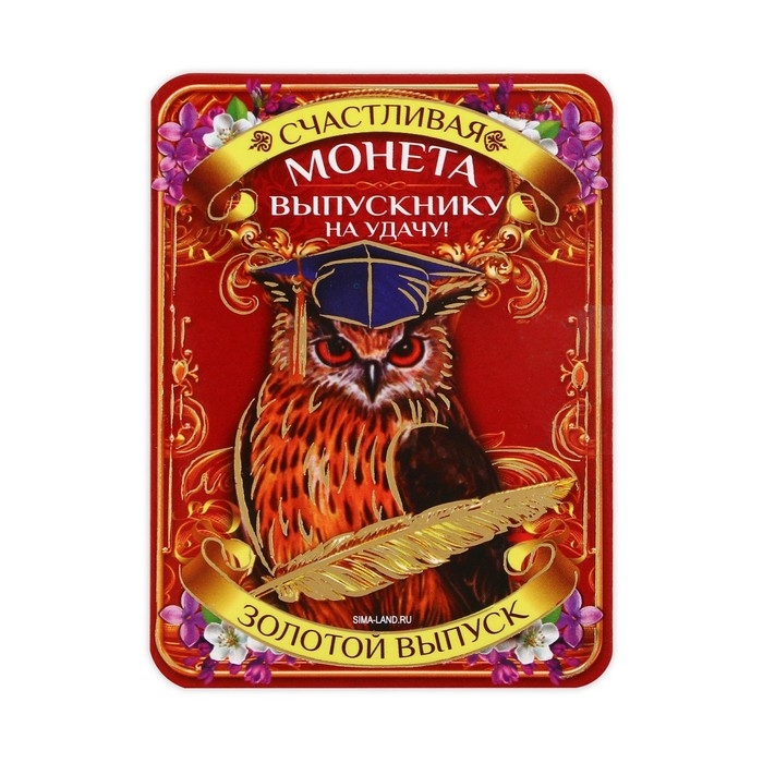 Монета сувенирная на Выпускной &laquo;Выпускнику на удачу&raquo;, металл, d = 2,5 см