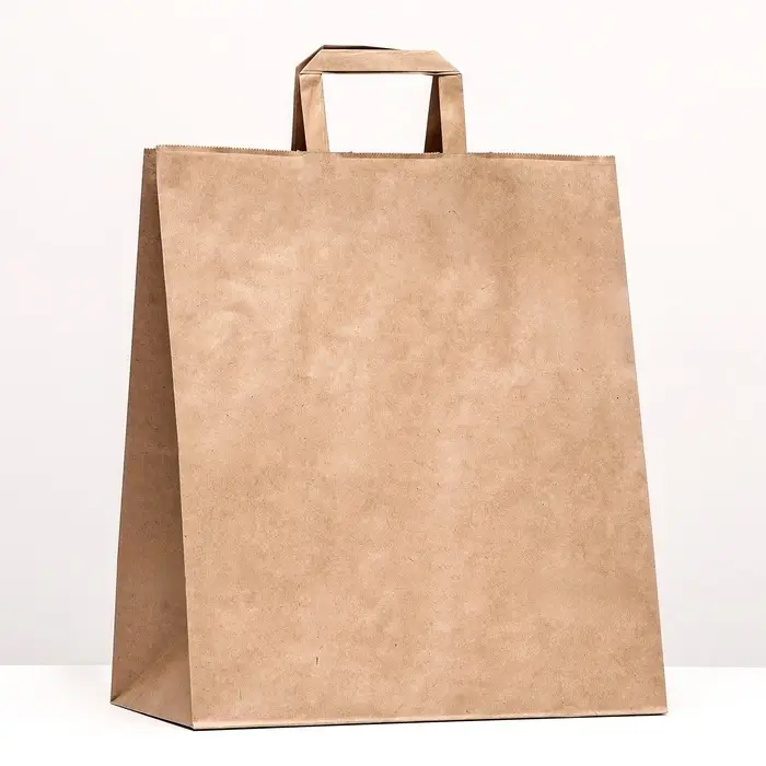 Пакет крафт без печати 32&times;18&times;32 см, плоская ручка