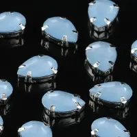 Стразы пришивные &laquo;Капля&raquo;, в цапах, 10&times;14 мм, 20 шт., голубые