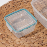 Набор контейнеров для продуктов с защёлкой, герметичная крышка, 3 шт: 400 мл, 800 мл, 1,5 л, прозрачные, крышка голубая