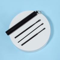 Набор для чистки ушей, 3 предмета, d = 1,2 &times; 10 см, в футляре, цвет чёрный