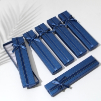 Коробочка подарочная под браслет/цепочку/часы &laquo;Бантик&raquo; стёганый принт, 21&times;4, цвет синий