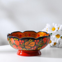 Салатник, резной, 15-16&times;7 см, хохлома
