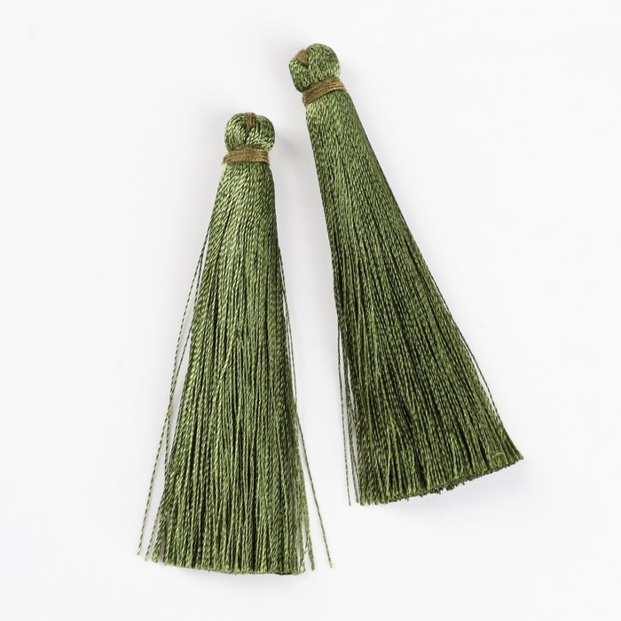 Подвеска декоративная &laquo;Кисть&raquo;, набор 2 шт., L кисти 6,5 см, цвет травянисто-зелёный