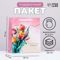 Пакет ламинированный вертикальный "Весенние тюльпаны", 23 х 27 х 11,5 см