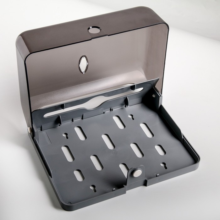 Диспенсер для бумажных полотенец в листах, пластиковый (макс. 200 шт), 27&times;11&times;20,5 см, цвет чёрный