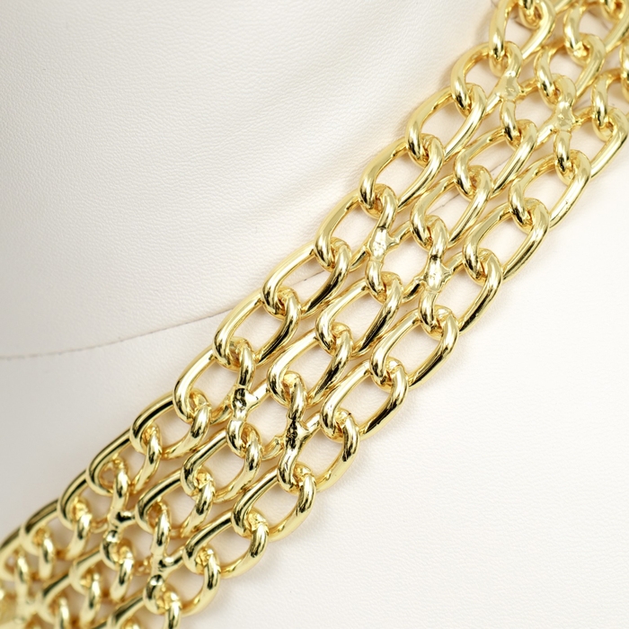 Ошейник - полуудавка металлический трехрядный, 40 см, толщина проволоки 2 мм, золотистый