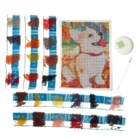 Алмазная мозаика с полным заполнением на холсте &laquo;Щенок и осень&raquo;, 15 х 21 см