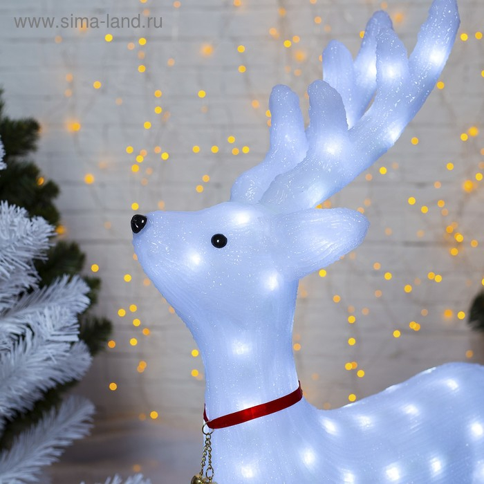 Светодиодная фигура &laquo;Олень матовый&raquo; 52 &times; 80 &times; 21 см, акрил, 80 LED, 8 режимов, 24 В, свечение белое