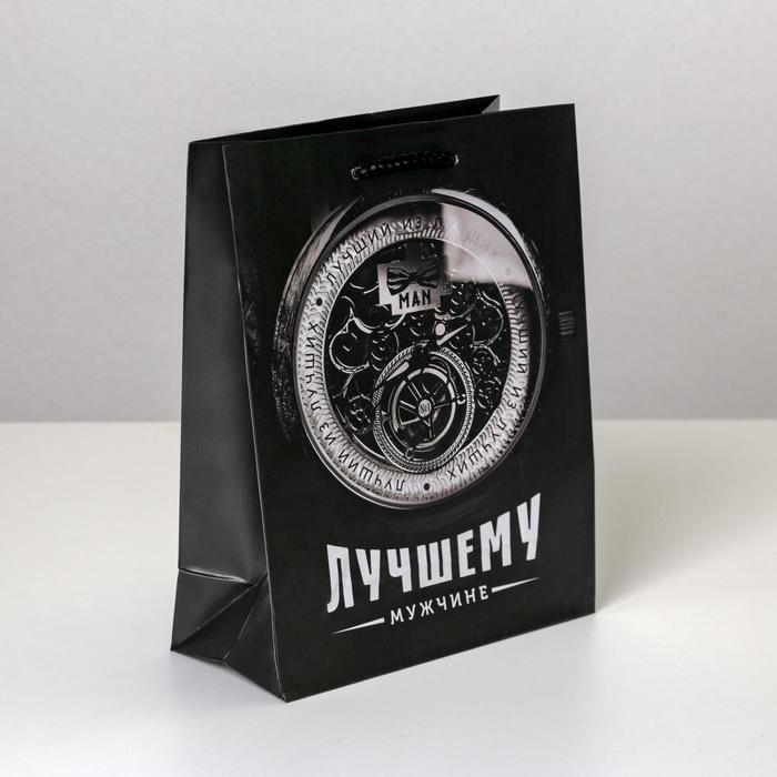 Пакет подарочный ламинированный, упаковка, &laquo;Лучшему мужчин&raquo;, MS 18 х 23 х 8 см