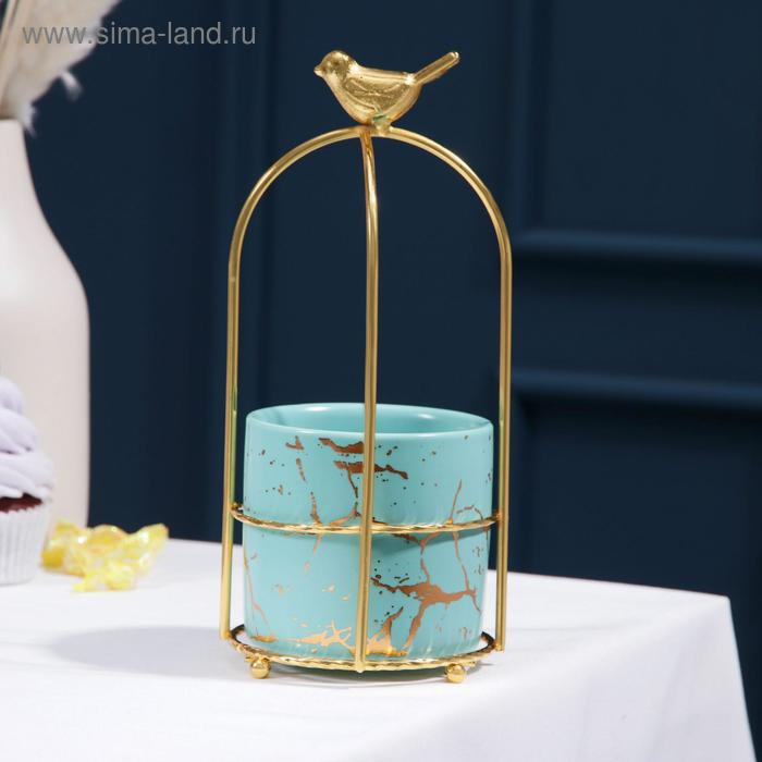 Конфетница керамическая &laquo;Изумруд. Птичка&raquo;, 220 мл, 9&times;20,5 см